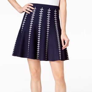 Olivia Grace Women's Jacquard Flared Skirt Evening Blue Size L NWOT